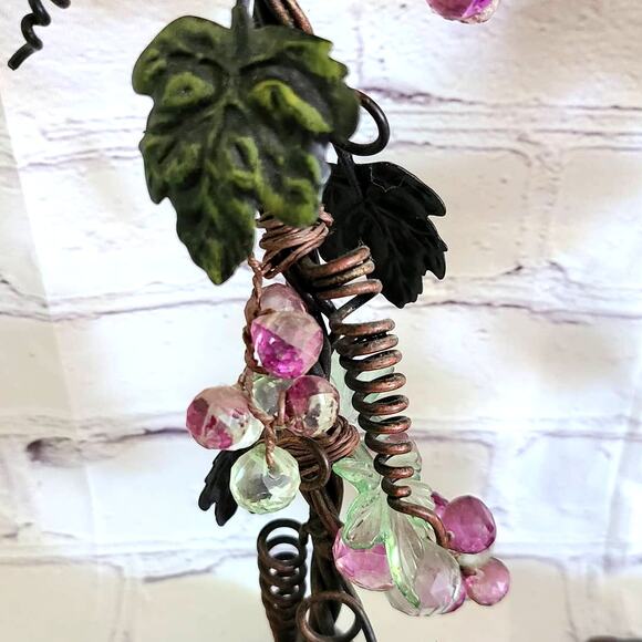 Set of 2 Iron/Metal Grapevine Pillar Candle Holders with Acrylic Lucite Grapes - Picture 4 of 10